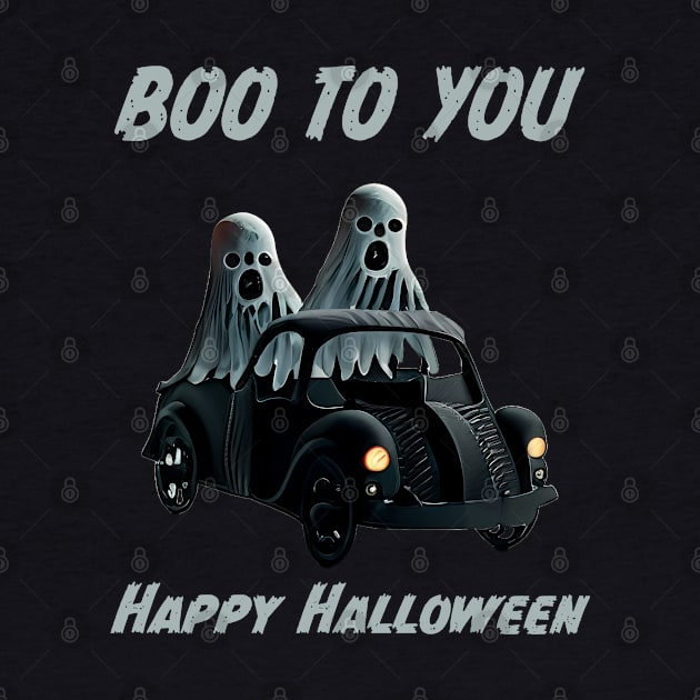 Boo to You 2 Ghosts in a Car for Halloween Parade by FrogAndToadsWorkshop